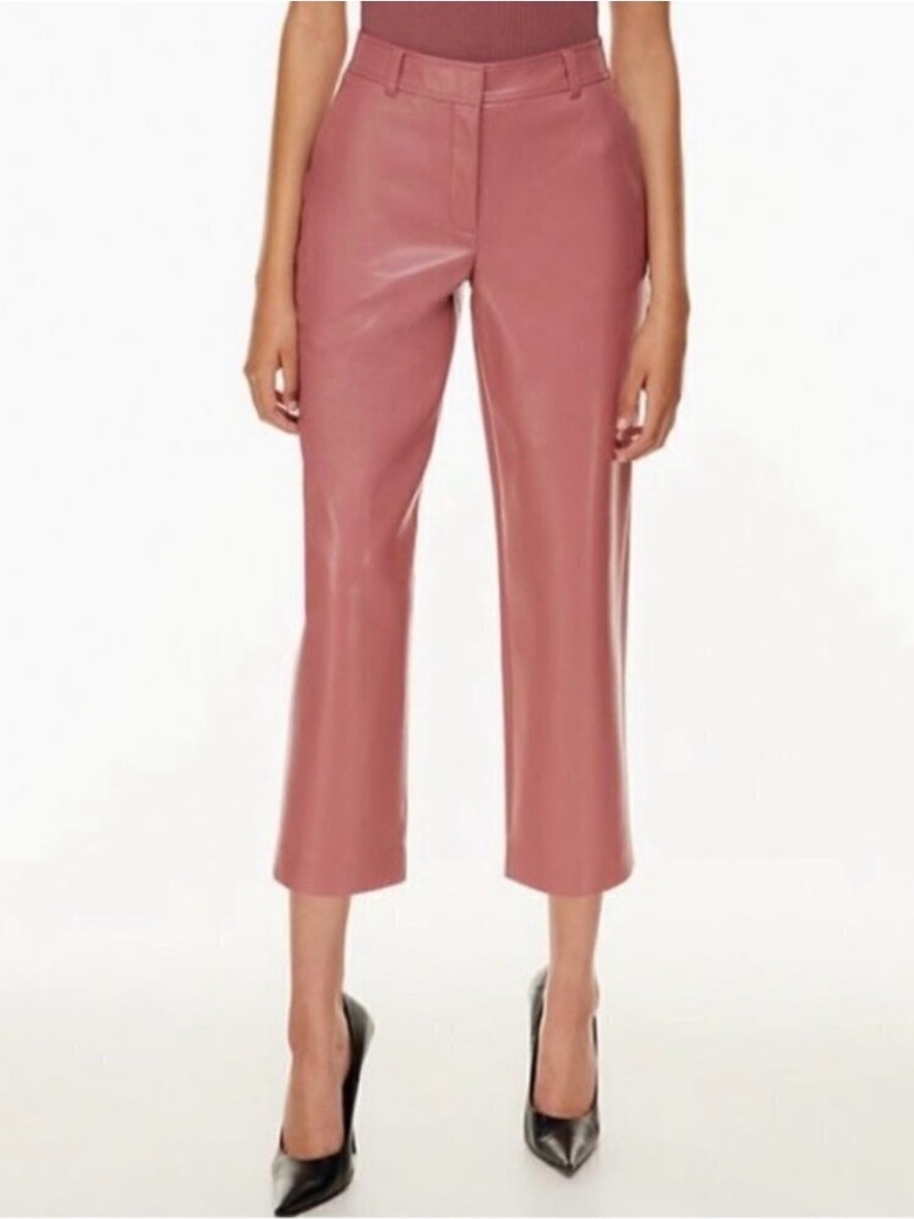 Babaton‎ Command Pants Size 2 Faux Leather Red Willow Pink Corpcore Geek Chic